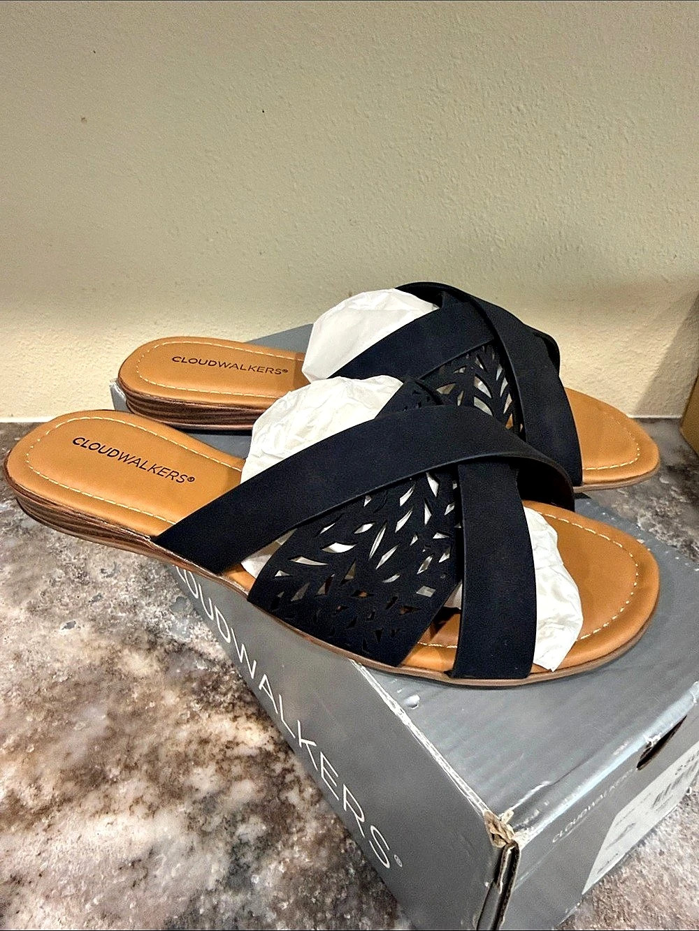 CloudWalkers Judy Black Sandals US 8.5 W NWT